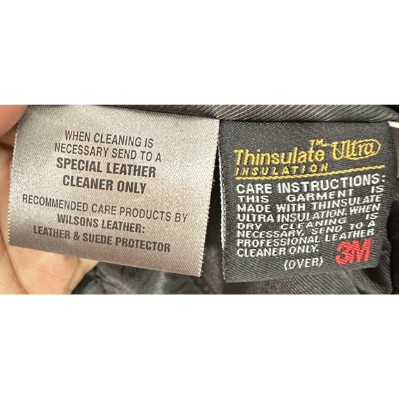 Wilsons Pelle Studio Women M Trench Coat Leather Lined Belted Button Black 90s - Picture 9 of 15